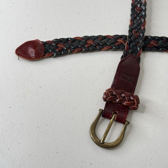 Vtg Womens Belt 100% Leather Woven Braided Adjustable Size M Multicolor Boho - Picture 5 of 9